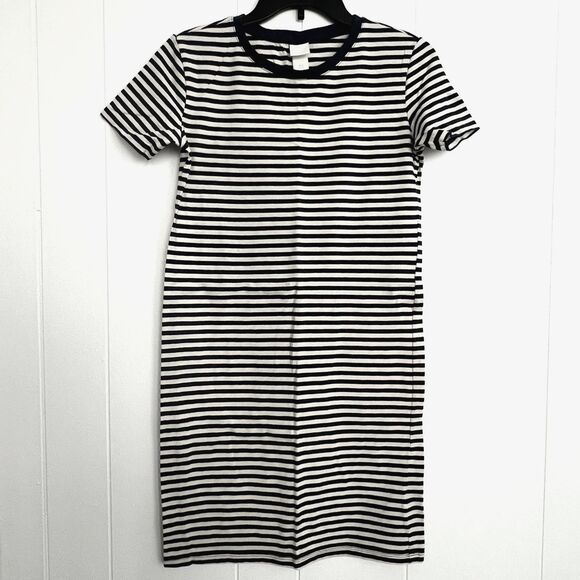 H&M Women’s Cream Navy Blue Nautical Striped Crew Neck T-Shirt Dress M NWOT - Picture 1 of 4